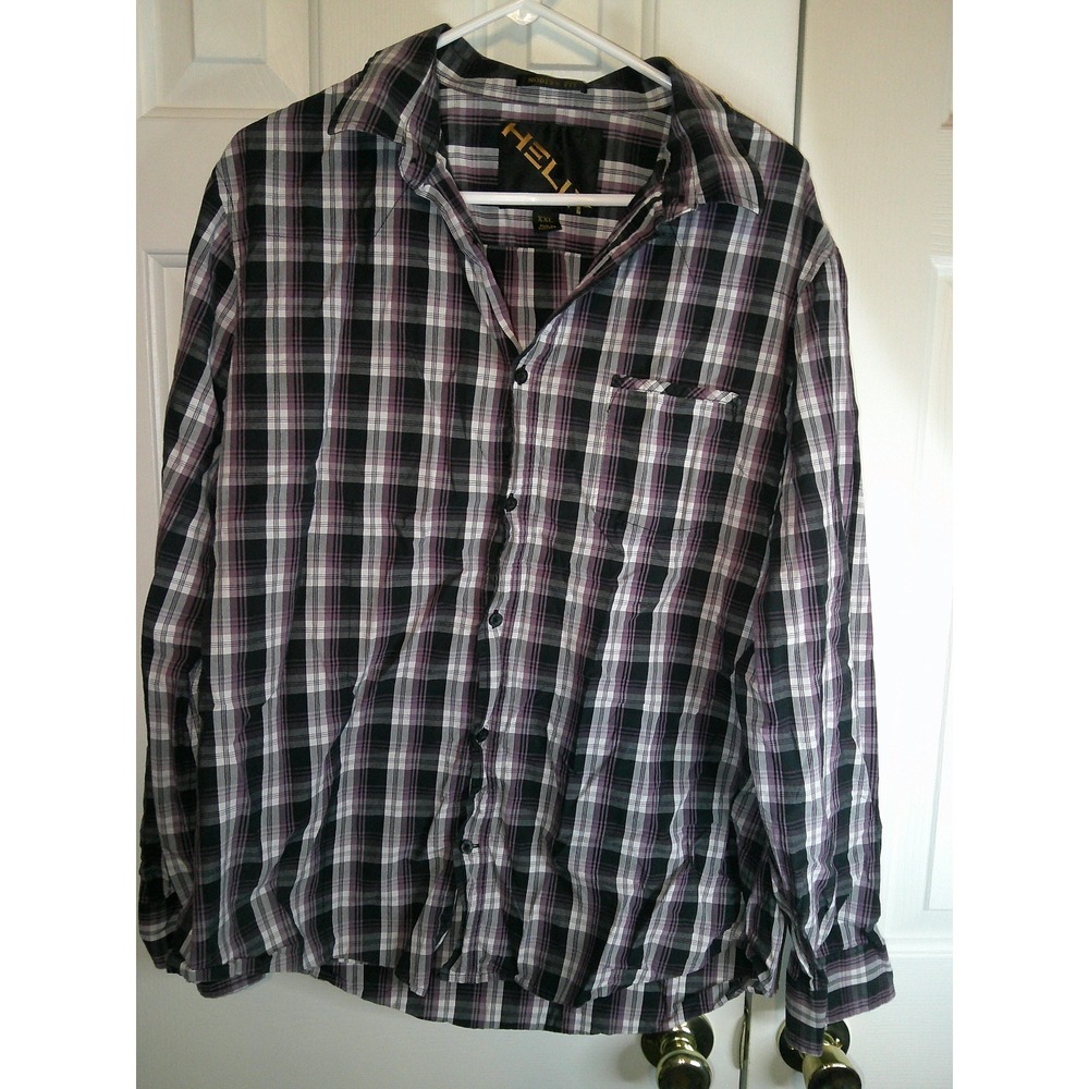 Helix Modern Fit Plaid Button Down Long‎ Sleeve Shirt XXL
